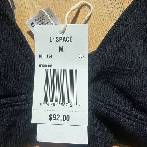 L*Space Black Ribbed Bikini Set Size M | Hailey Top & Lola Bitsy Bottom NWT - Picture 4 of 7